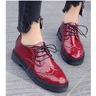 Patent Block Heel Oxford Shoes