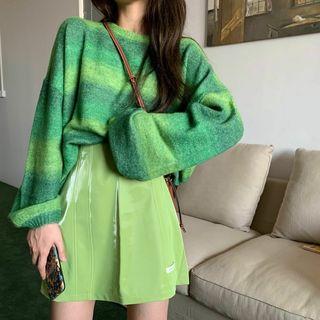 Gradient Loose-fit Sweater / High-waist A-line Skirt