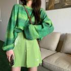 Gradient Loose-fit Sweater / High-waist A-line Skirt