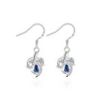 Fashion Elegant Leaf Earrings With Blue Cubic Zircon Silver - One Size