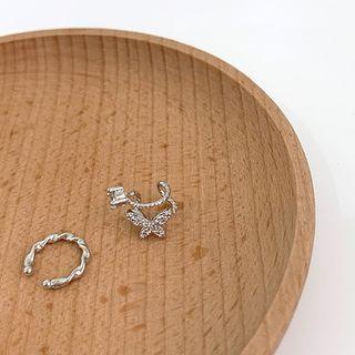 Butterfly Ear Cuff 2 Pcs - Silver - One Size