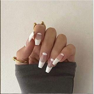 Print Faux Nail Tips X25 - White - One Size