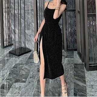 Spaghetti Strap High-slit Midi Dress