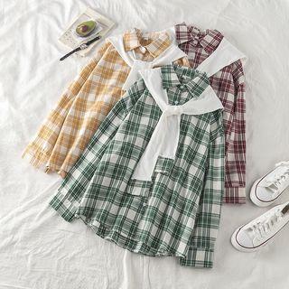 Mock-two Plaid Long-sleeve Shirt