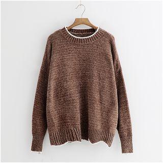 Contrast Trim Round Neck Sweater