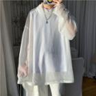 Long-sleeve Hooded Mesh T-shirt