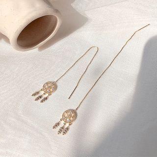 Rhinestone Dream Catcher Dangle Earring 1 Pair - 925 Silver - One Size