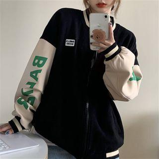 Lettering Zipped Jacket Black - One Size