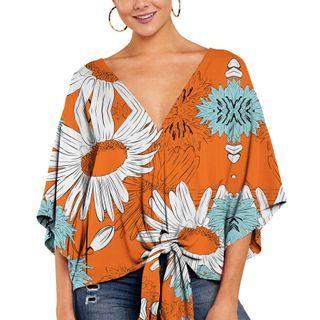 Floral Print Long-sleeve Light Blouse