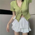 Ruffle Trim Knit Top / Layered Mini A-line Skort
