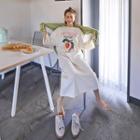 Round-neck Printed Long T-shirt Dress