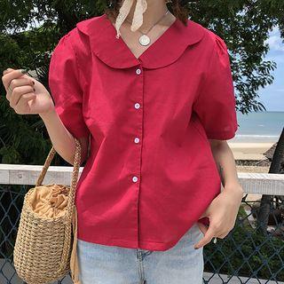 Short-sleeve Scallop Collar Blouse
