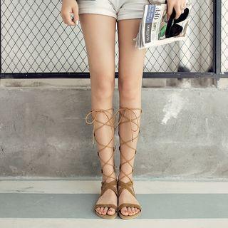 Faux-suede Lace-up Sandals
