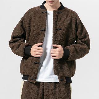 Faux Shearling Frog-button Jacket