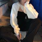 Cropped Sweater / Long-sleeve Plain Top