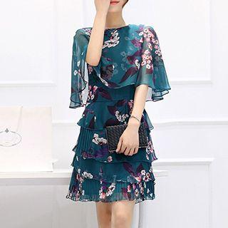 Short-sleeve Chiffon Tiered Dress