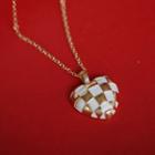 Check Heart Necklace White & Gold - One Size