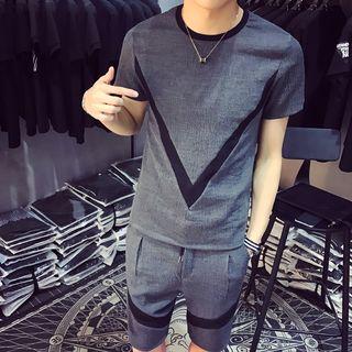 Set: Color Panel Short Sleeve T-shirt + Shorts