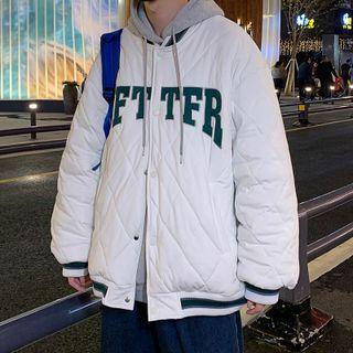 Lettering Embroidered Quilted Jacket