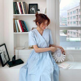 Shirred Maxi Wrap Dress