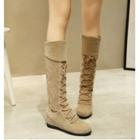 Lace-up Hidden-wedge Tall Snow Boots