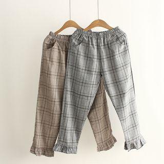 Plaid Band Waist Pants