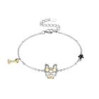 925 Sterling Silver Puppy Bracelet With Black Austrian Element Crystal Silver - One Size