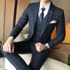 Set Of 3: Plaid Blazer + Vest + Pants