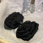 Bow Fabric Rhinestone Hair Clip Black - One Size