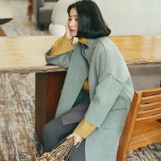 Pocket-accent Open-front Coat