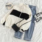 Color-block Fleece Jacket / Harem Jeans