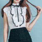 Set: Cap-sleeve Frill Top + Lace A-line Skirt