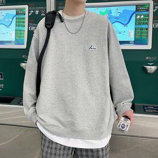 Long Sleeve Mock Two Piece Applique Sweatshirt