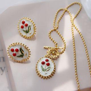 Flower Necklace / Flower Stud Earring
