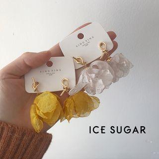 Non-matching Fabric Petal Fringed Earring