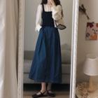 Set Of 3: Long-sleeve Top + Camisole + Midi Skirt