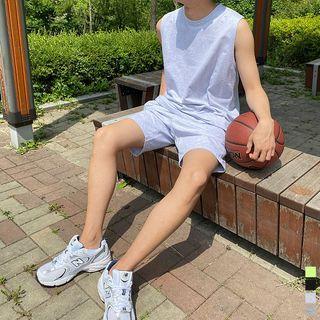 Set: Tank Top + Drawstring-waist Sweatshorts