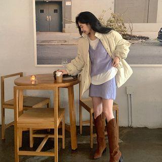 Pastel Fuzzy-knit Miniskirt