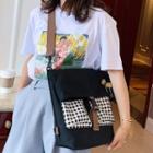 Buckled Checked Panel Messenger Bag