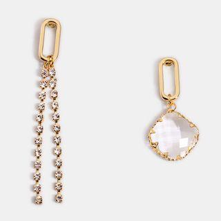 Non-matching Rhinestone Dangle Earring 1 Pair - One Size