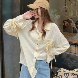 Puff-sleeve Oversize Drawstring Shirt