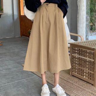 High-waisted A-line Midi Skirt