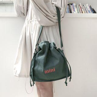 Embroidered Lettering Drawstring Shoulder Bag