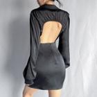 Long Sleeve Open-back Mini Bodycon Dress