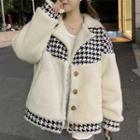 Houndstooth Panel Button-up Jacket
