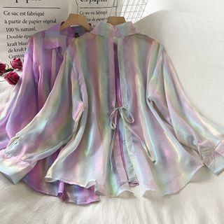 See Through Open-back Long-sleeve Shirt