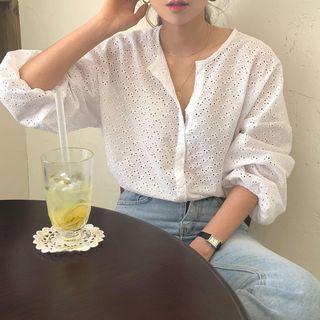 Eyelet Blouse White - One Size