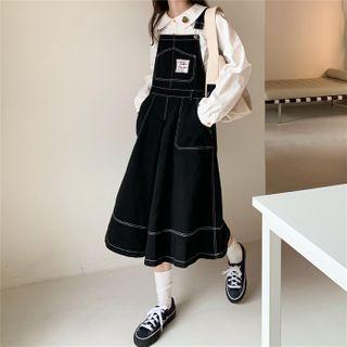 Applique Denim Overall Dress