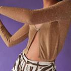 Long-sleeve One-button Crop Top