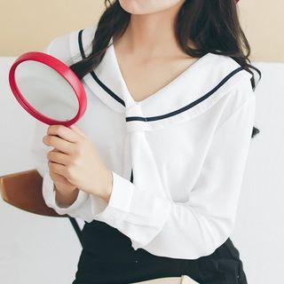 Sailor Collar Contrast Trim Blouse